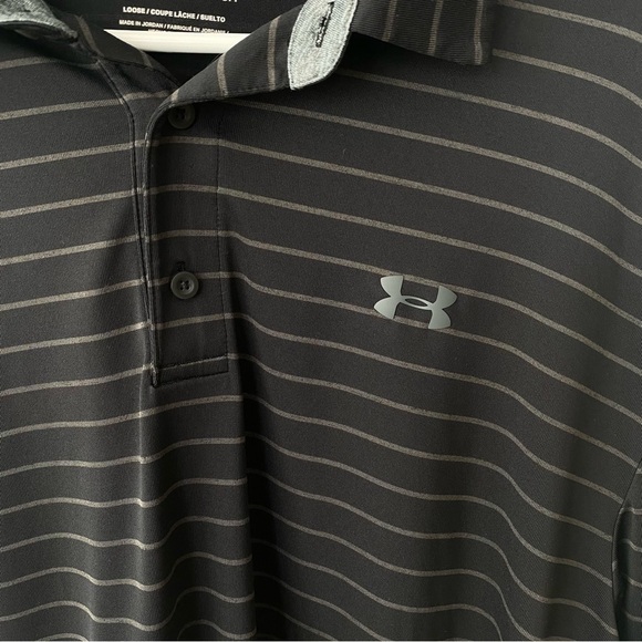 Under Armour | Men's Striped Playoff Polo Size XL Black Gray - Picture 3 of 5
